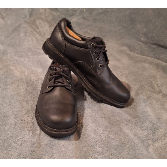 Timberland Ortholite Men 8.5M Shoes Black Leather Oxfords Work Lace-Up - Picture 1 of 11